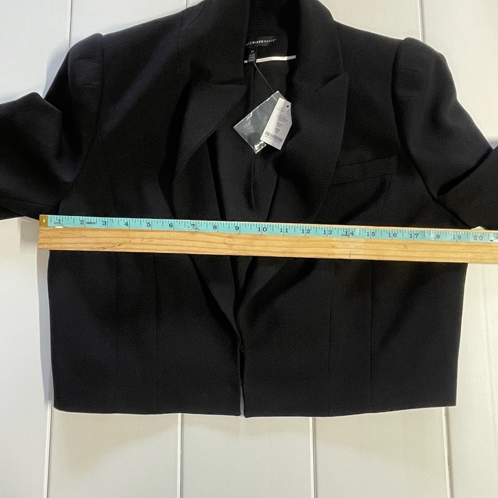 White House Black Market Black Cropped Blazer Suit Jacket, New with Tags, Sz 12 - Picture 6 of 7